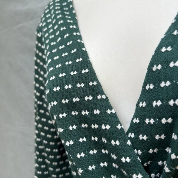 Maeve by Anthropologie Size Small Green White Faux Wrap Dress Malta Belted - Picture 3 of 7